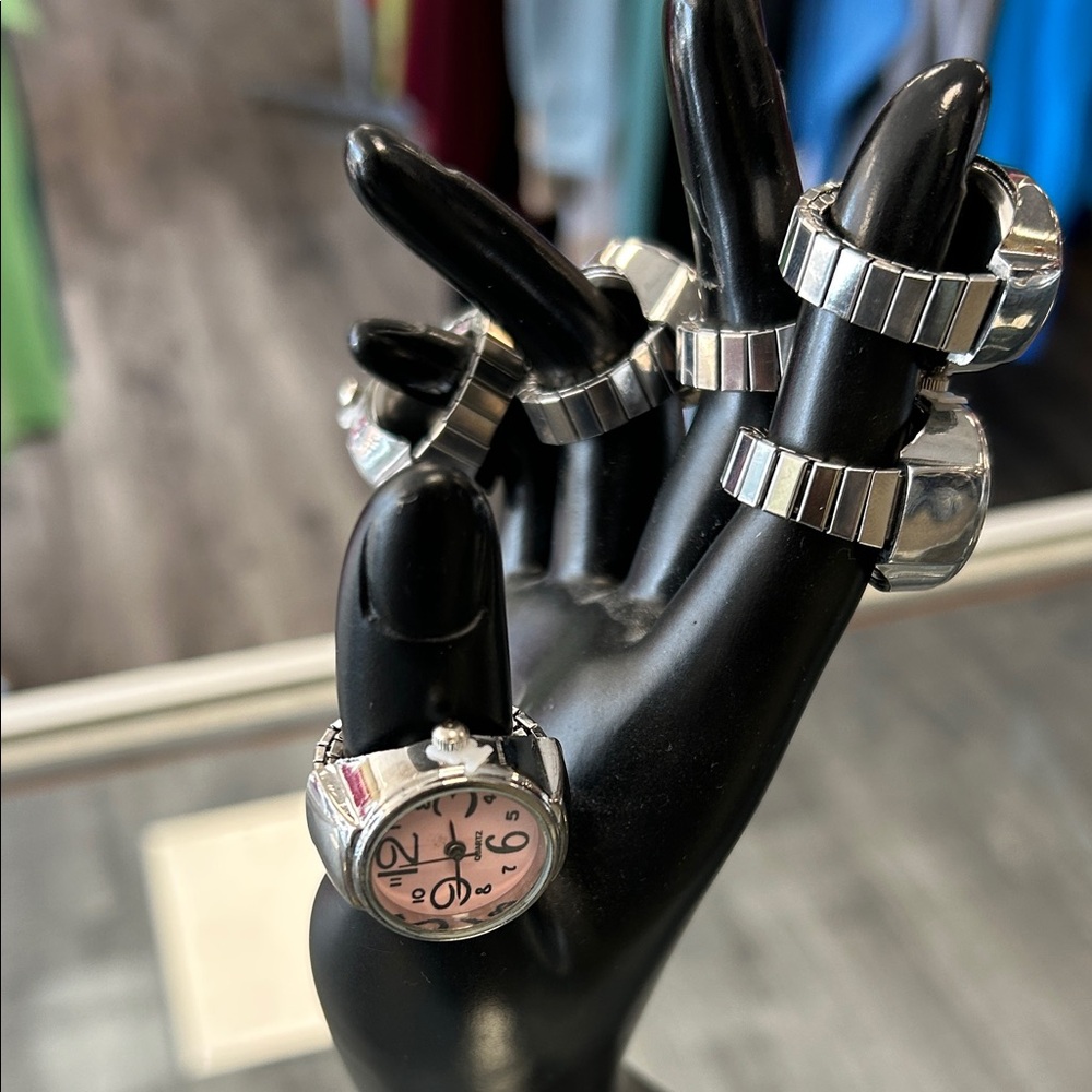 Silver Watch Ring 💍 Watch Pink Face